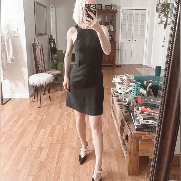 Courreges Sleeveless A-line Mod Style Mini Dress Wool 36 XS Black - Picture 5 of 5